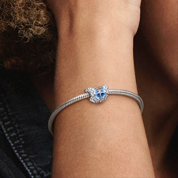 Authentic NEW Pandora Blue Butterfly Sparkling Charm S925ALE CZ - Picture 5 of 10